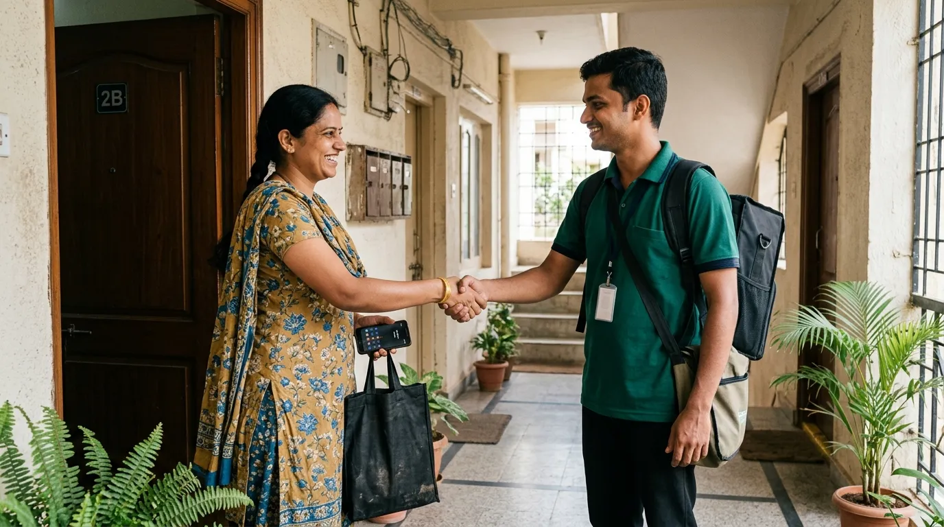 Customer and executive handshake